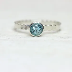 Blue Zircon Ring in Silver