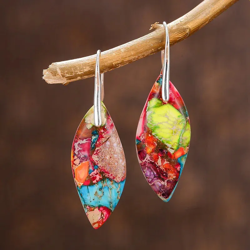 Bohemian Vintage Dangle Earring Leaf Shape Healing Energy