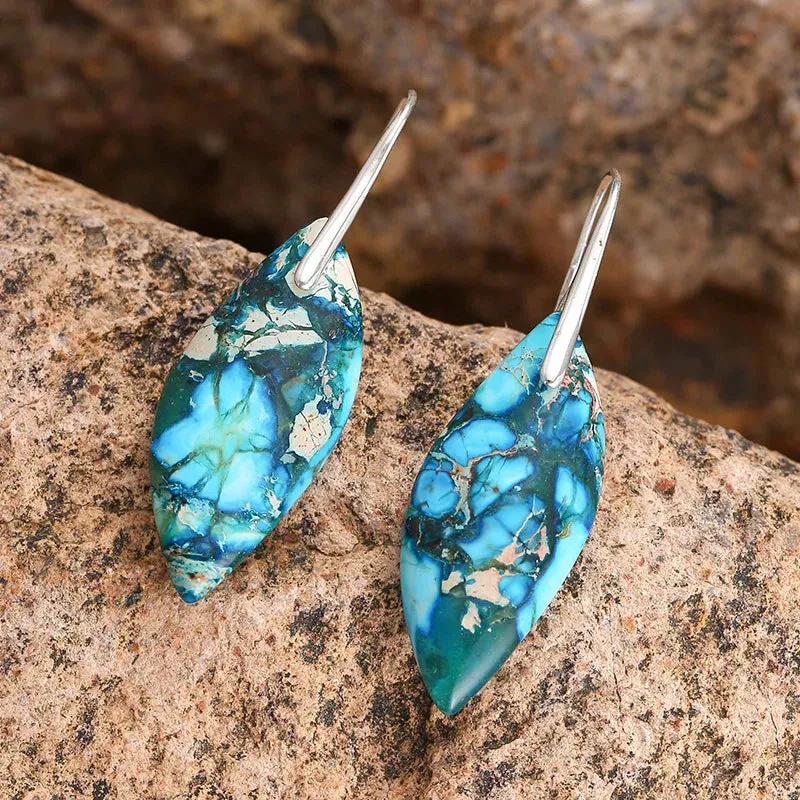 Bohemian Vintage Dangle Earring Leaf Shape Healing Energy