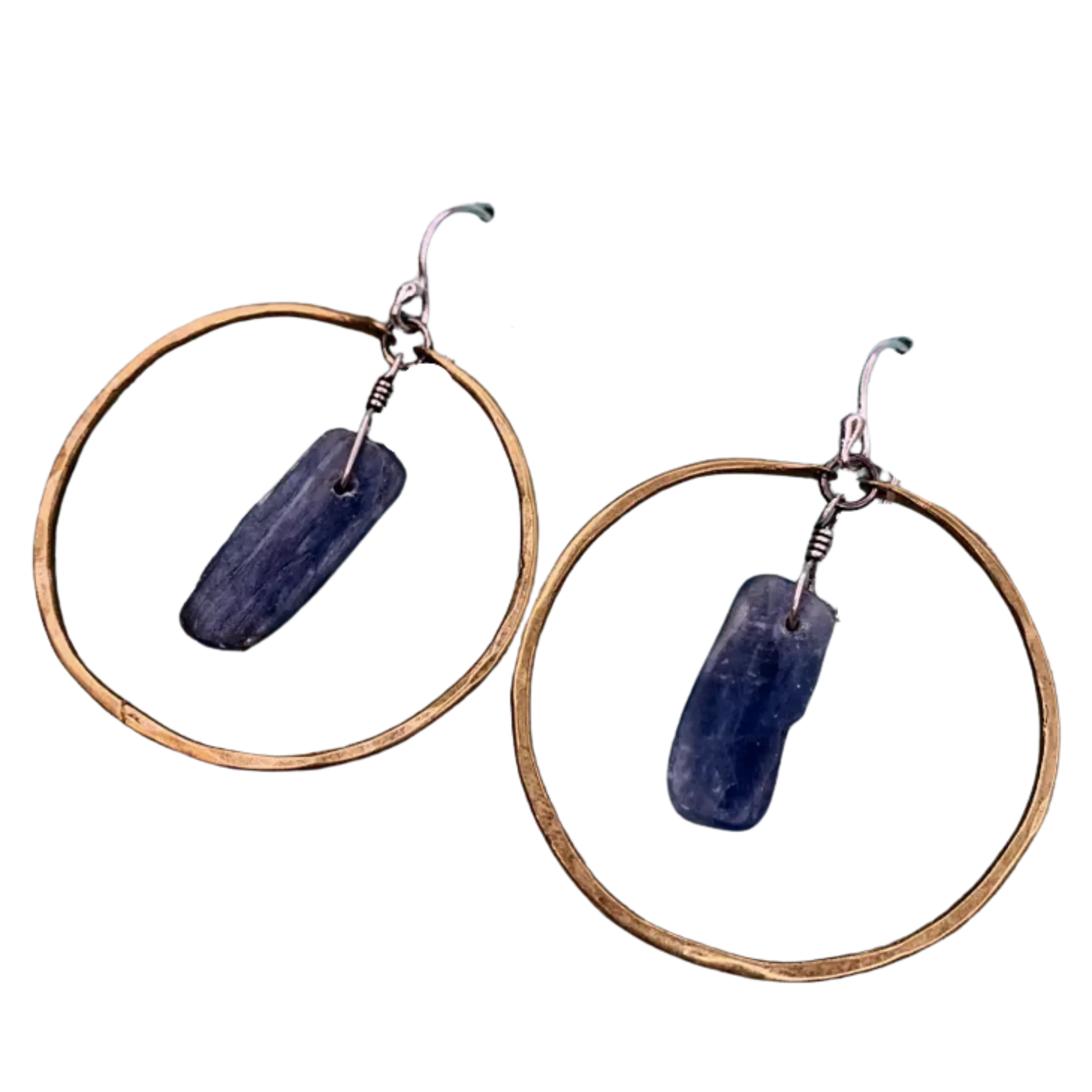 Brass Kyanite Circles Earrings - Medium