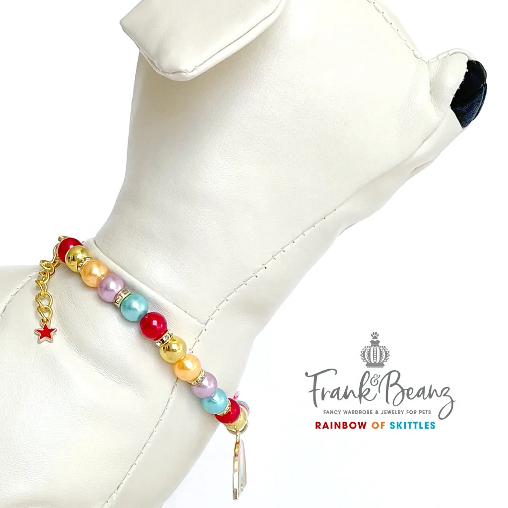 Candy Rainbow Pearl Pet Necklace Personalized Luxury Pet Jewelry