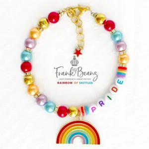 Candy Rainbow Pearl Pet Necklace Personalized Luxury Pet Jewelry