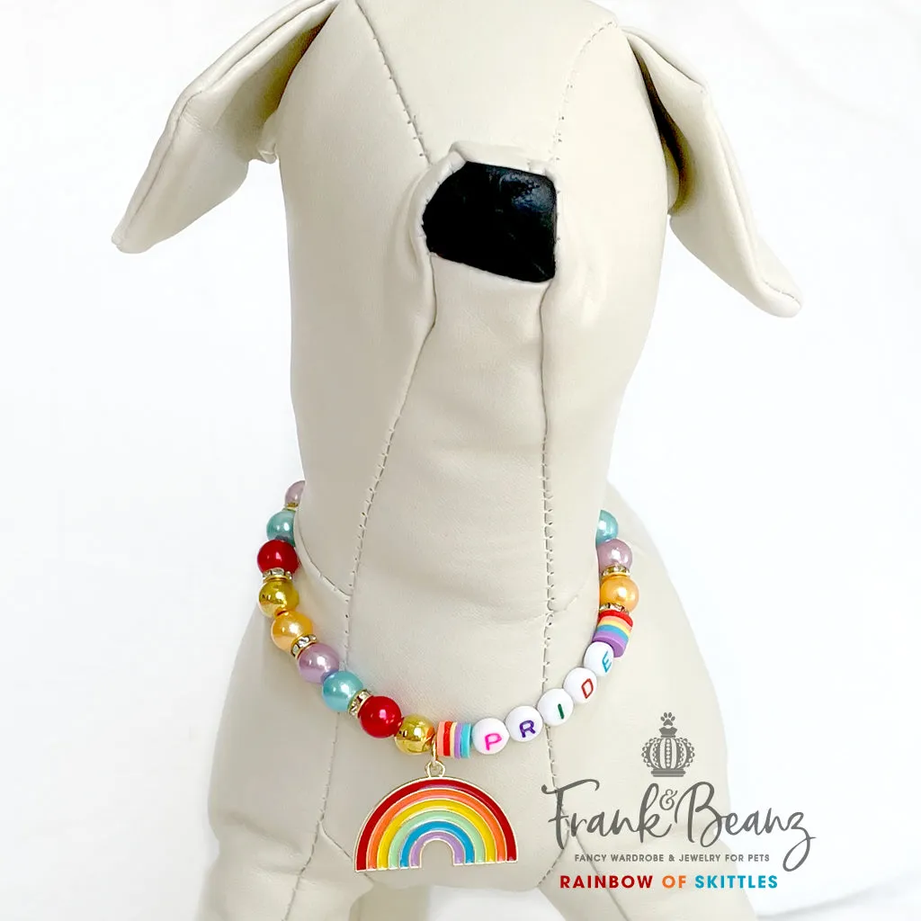 Candy Rainbow Pearl Pet Necklace Personalized Luxury Pet Jewelry