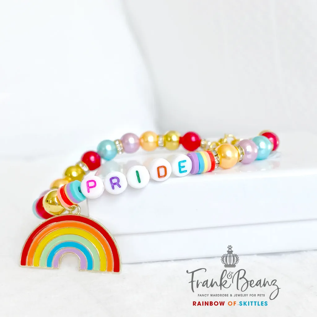 Candy Rainbow Pearl Pet Necklace Personalized Luxury Pet Jewelry