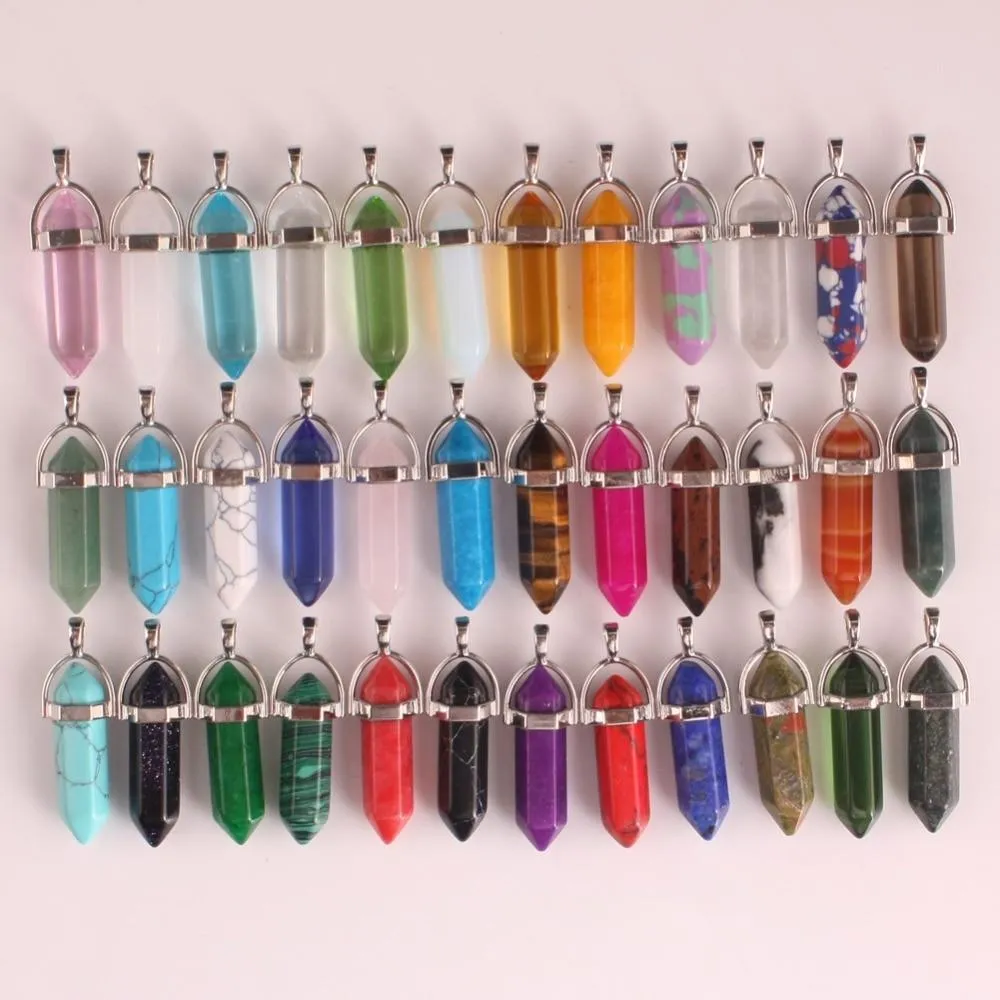 Chakra Crystals Bullet Shape Pendants Stones Crystalline Pendants