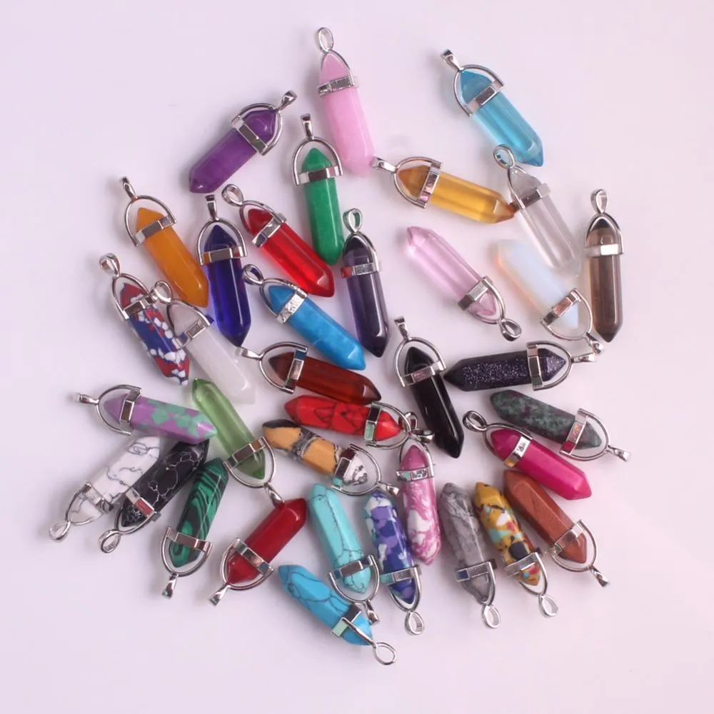 Chakra Crystals Bullet Shape Pendants Stones Crystalline Pendants