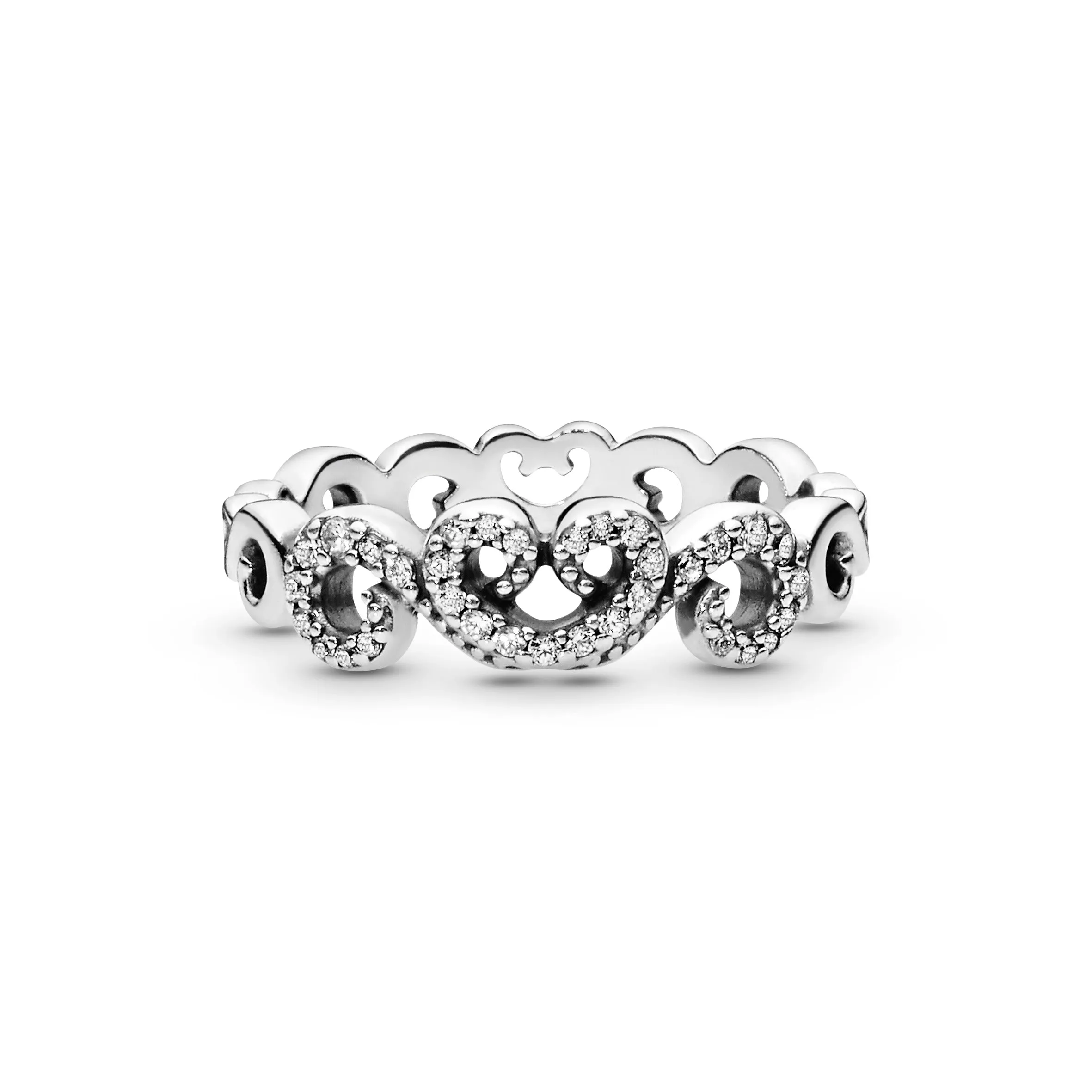 Chandelier silver ring with clear cubic zirconia