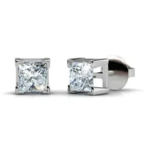 Chic 1.00CT Princess  Cut Diamond Stud Earrings in 14KT White Gold