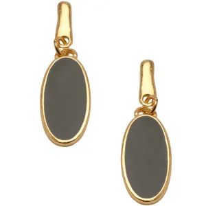 Chic Black Enamel Oval Earrings