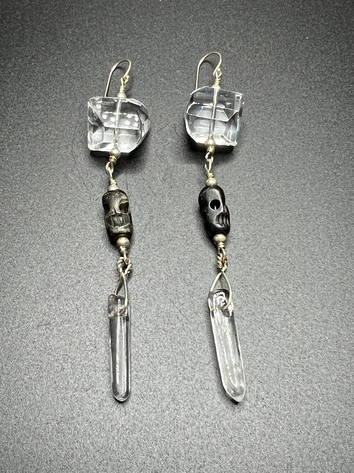 Clear Quartz, Howlite, and Sterling Silver Earrings