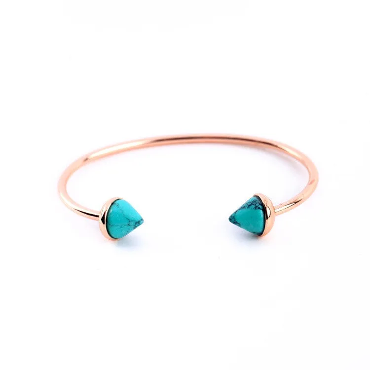 Contracted Beach Party Jewelry Euro-Pop Rese Gold Plated Rivet Turquoise Bangles