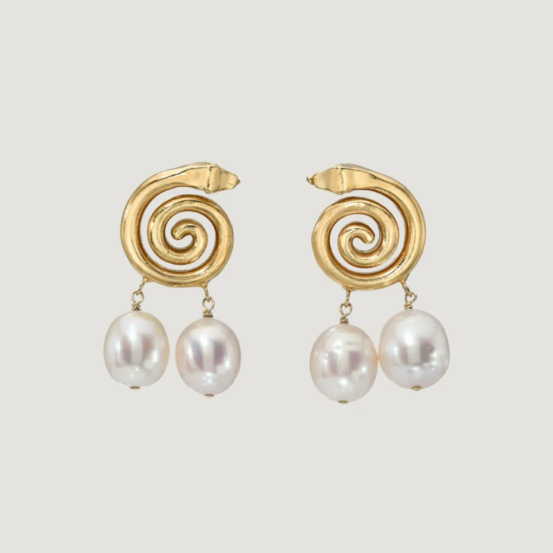 Cosmic Serpent Pearl Earrings