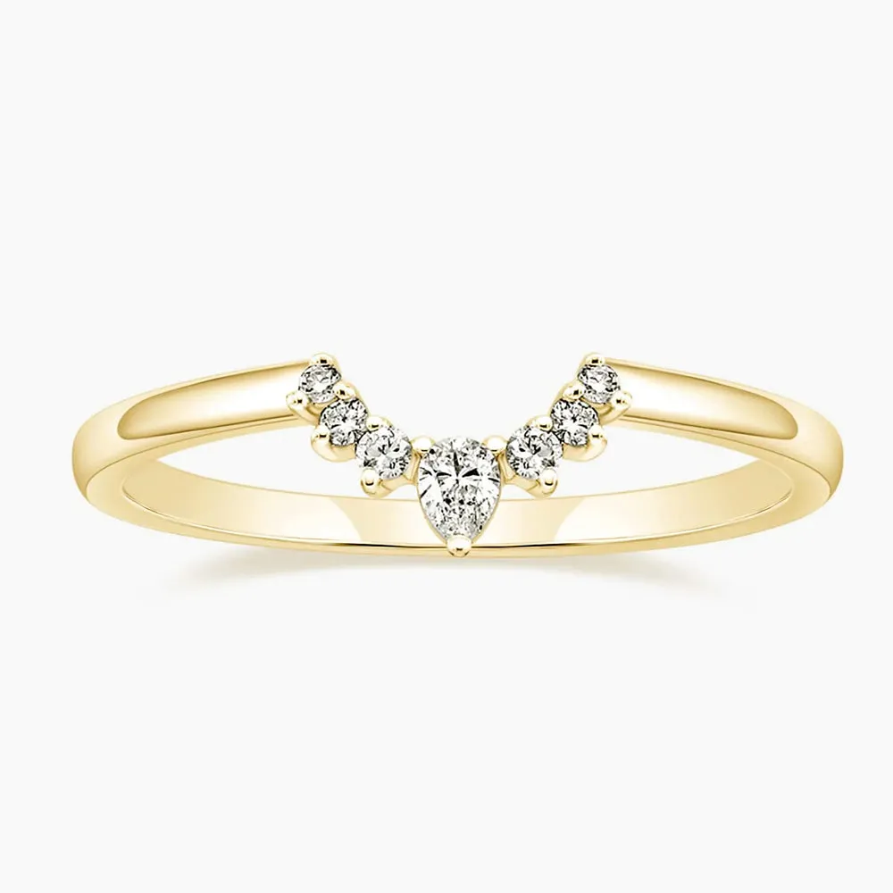 Crown V Shape Sterling Ring with CZ