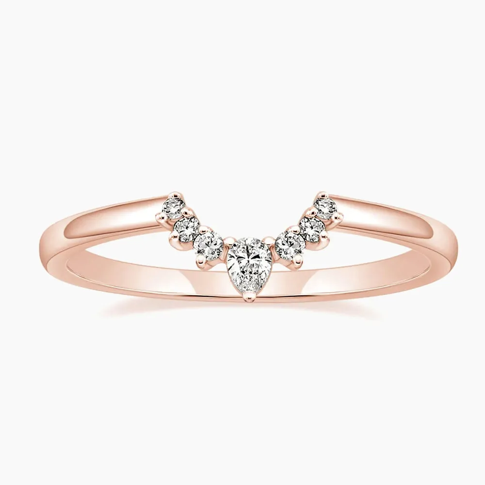 Crown V Shape Sterling Ring with CZ