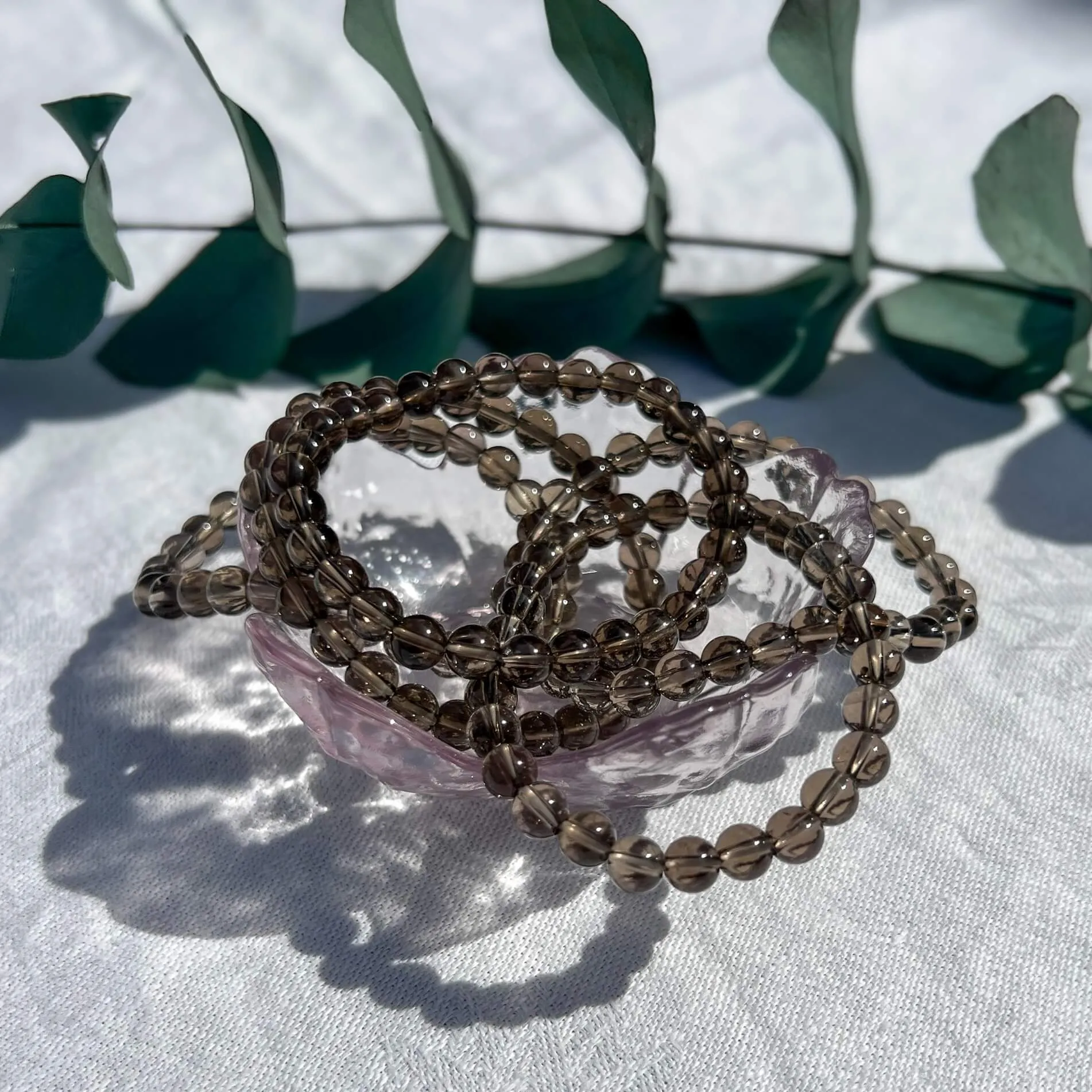 Crystal Bead Bracelet - Smoky Quartz