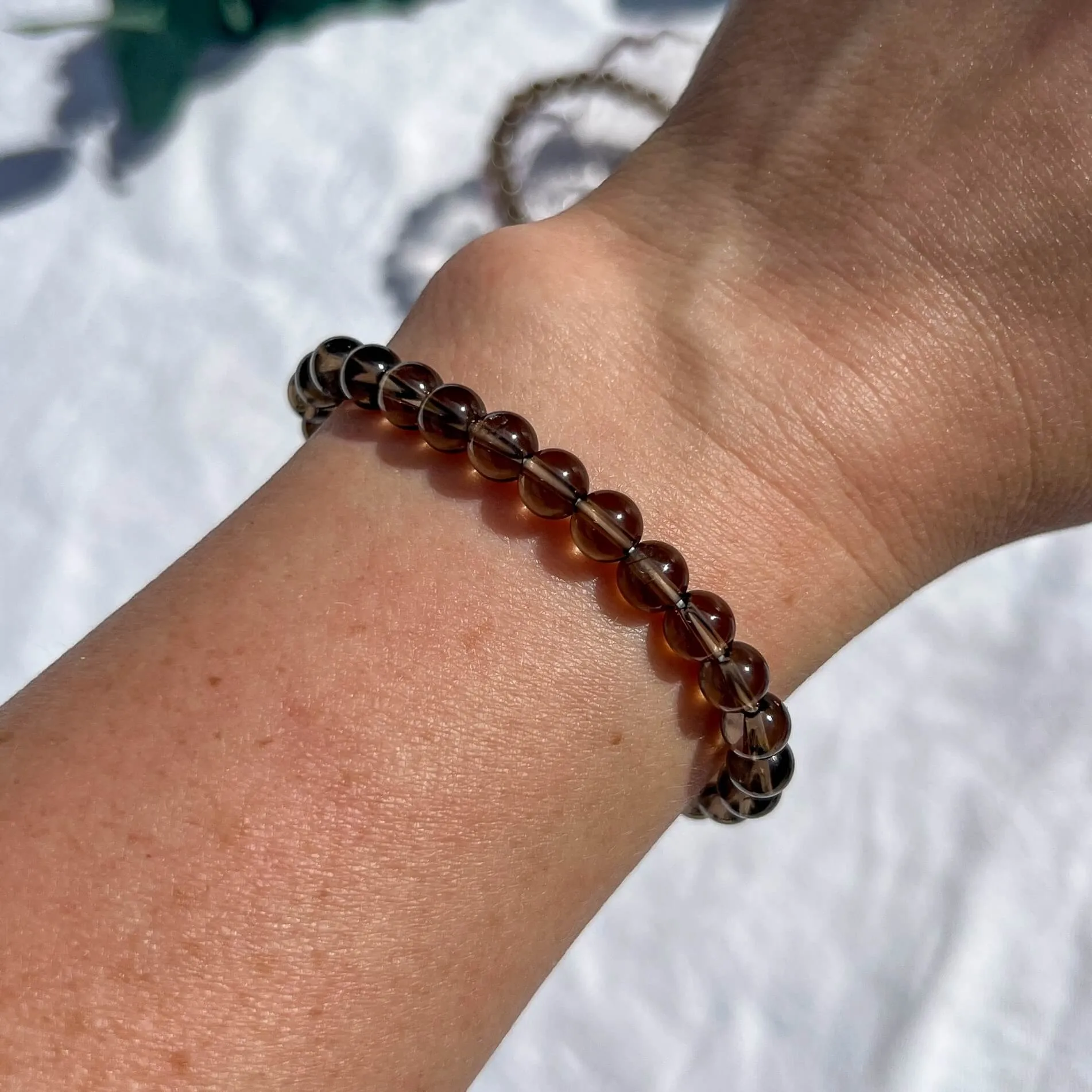 Crystal Bead Bracelet - Smoky Quartz