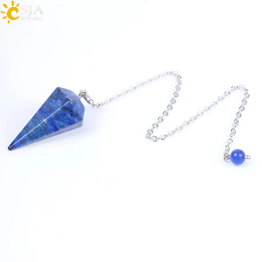 CSJA Healing Crystal Pendulum for Divination Dowsing Pink Quartz Pendulums Natural Gem Stone Reiki Crystal Pendant Pendulos E112