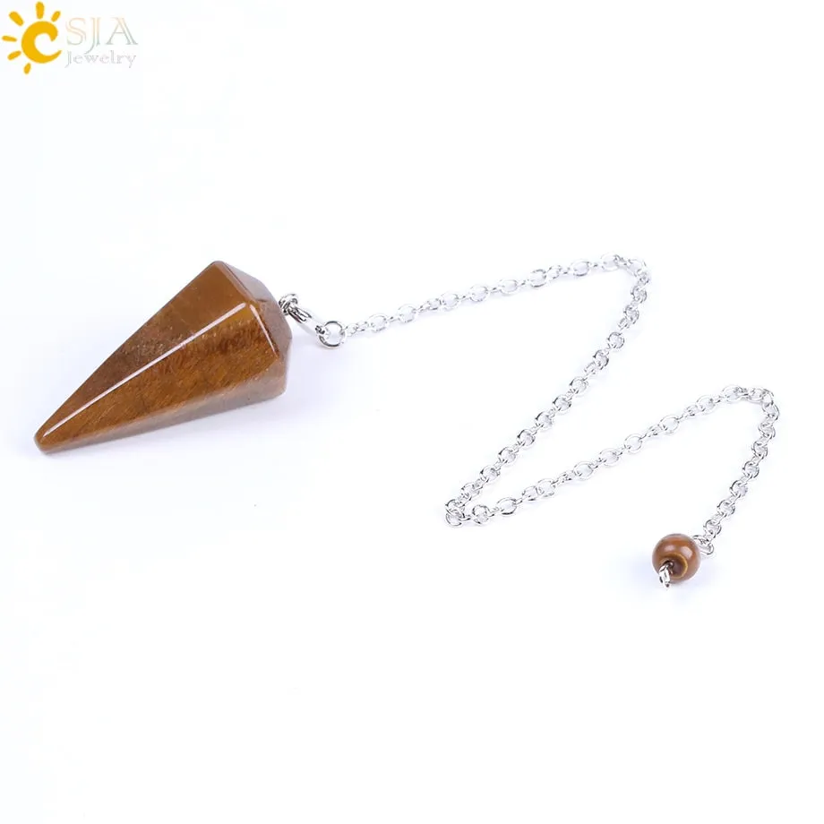 CSJA Healing Crystal Pendulum for Divination Dowsing Pink Quartz Pendulums Natural Gem Stone Reiki Crystal Pendant Pendulos E112