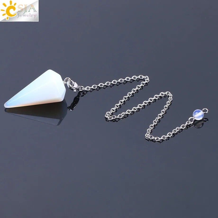 CSJA Healing Crystal Pendulum for Divination Dowsing Pink Quartz Pendulums Natural Gem Stone Reiki Crystal Pendant Pendulos E112