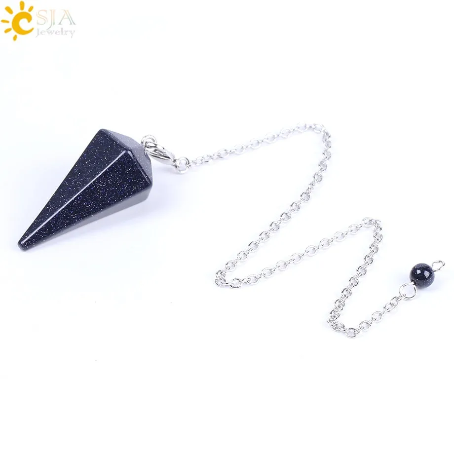 CSJA Healing Crystal Pendulum for Divination Dowsing Pink Quartz Pendulums Natural Gem Stone Reiki Crystal Pendant Pendulos E112