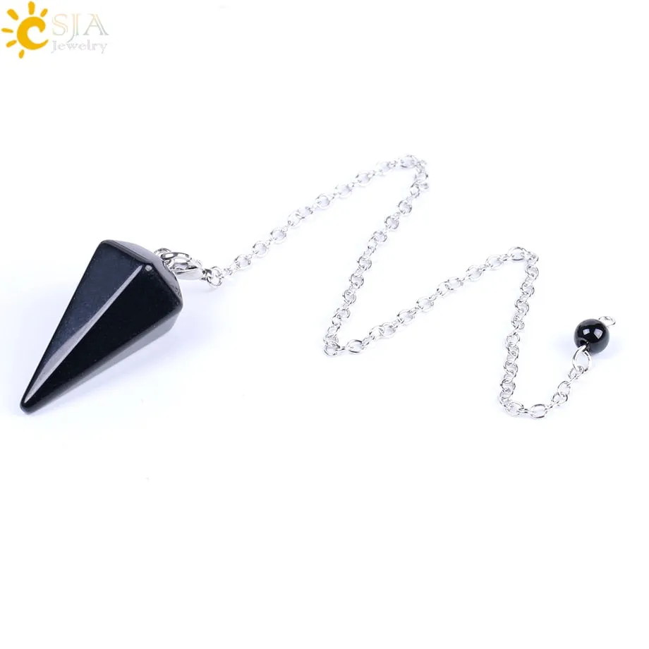 CSJA Healing Crystal Pendulum for Divination Dowsing Pink Quartz Pendulums Natural Gem Stone Reiki Crystal Pendant Pendulos E112