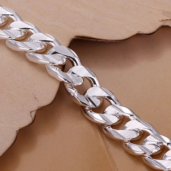 Cuban Link Bracelet For Men And Women in N925 Sterling Silver Color