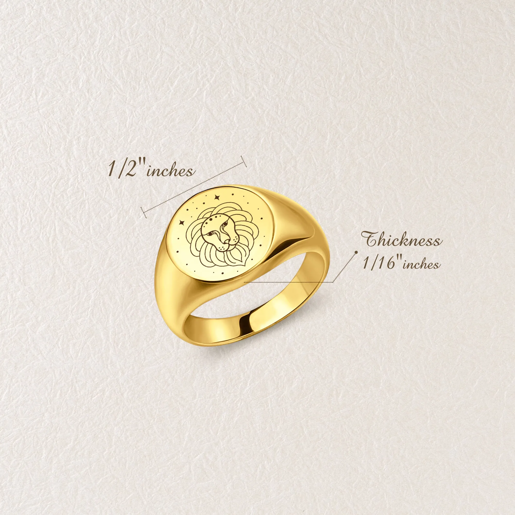 Custom Zodiac Symbols Engraved Signet Ring