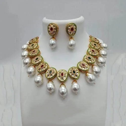 Cut Work Kundan Baroque Pearl Set