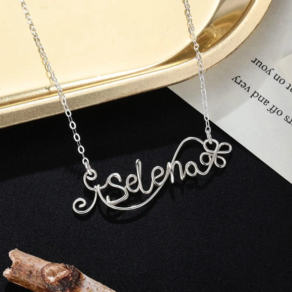 Cute Silver Wire Nameplate Pendant Silver Jewellery for Women