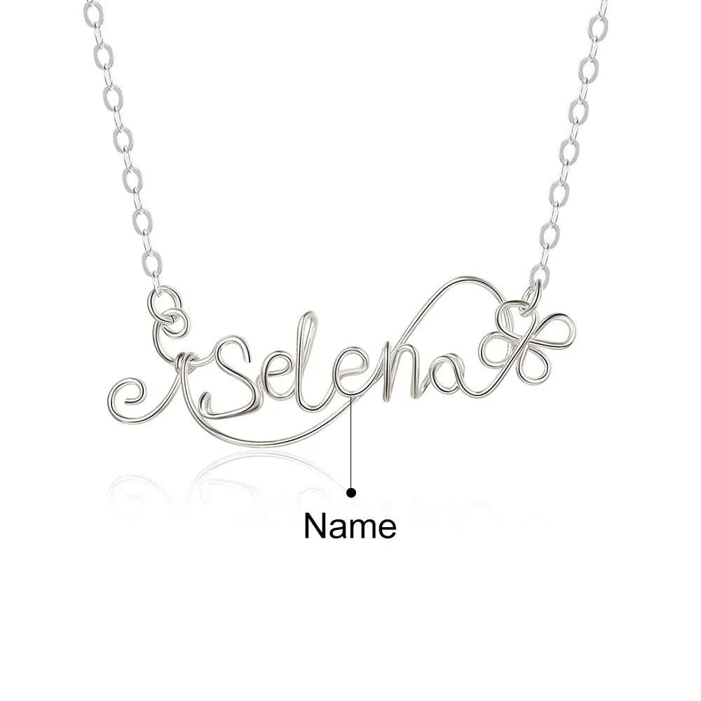 Cute Silver Wire Nameplate Pendant Silver Jewellery for Women