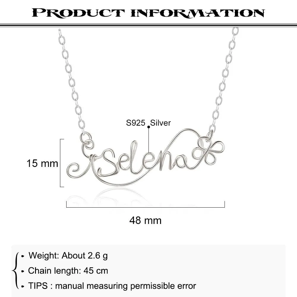 Cute Silver Wire Nameplate Pendant Silver Jewellery for Women