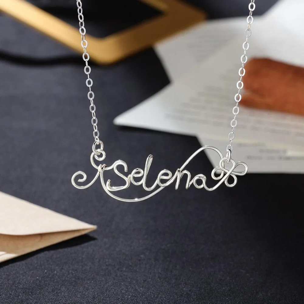 Cute Silver Wire Nameplate Pendant Silver Jewellery for Women