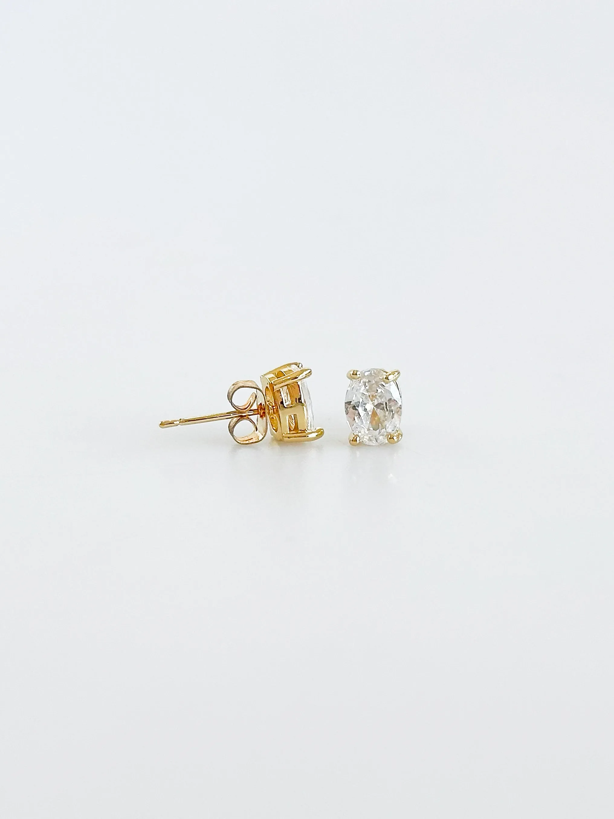 CZ Clear Oval Stud Earrings