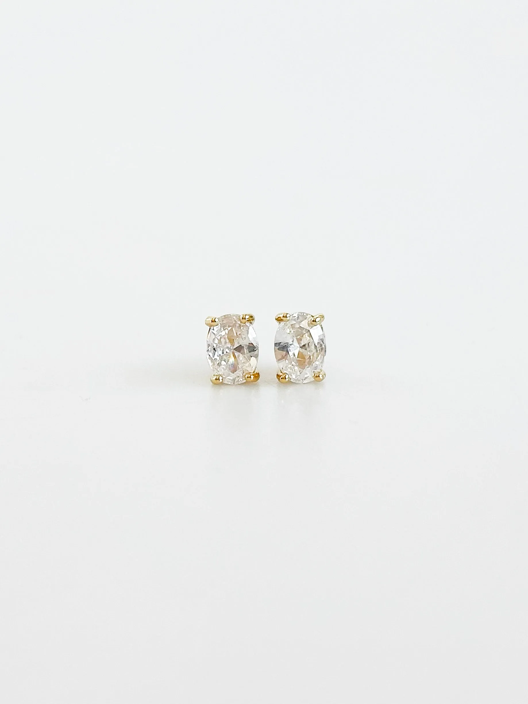 CZ Clear Oval Stud Earrings