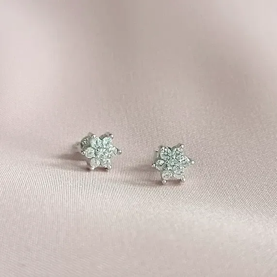 CZ Flower Stud Earrings