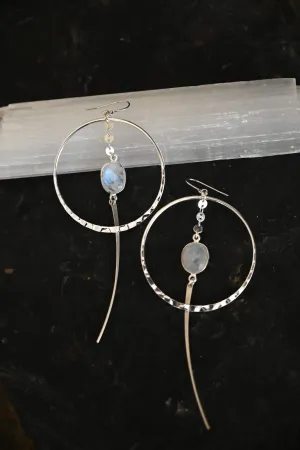 Divine Within Moonstone Silver Hoop Earrings