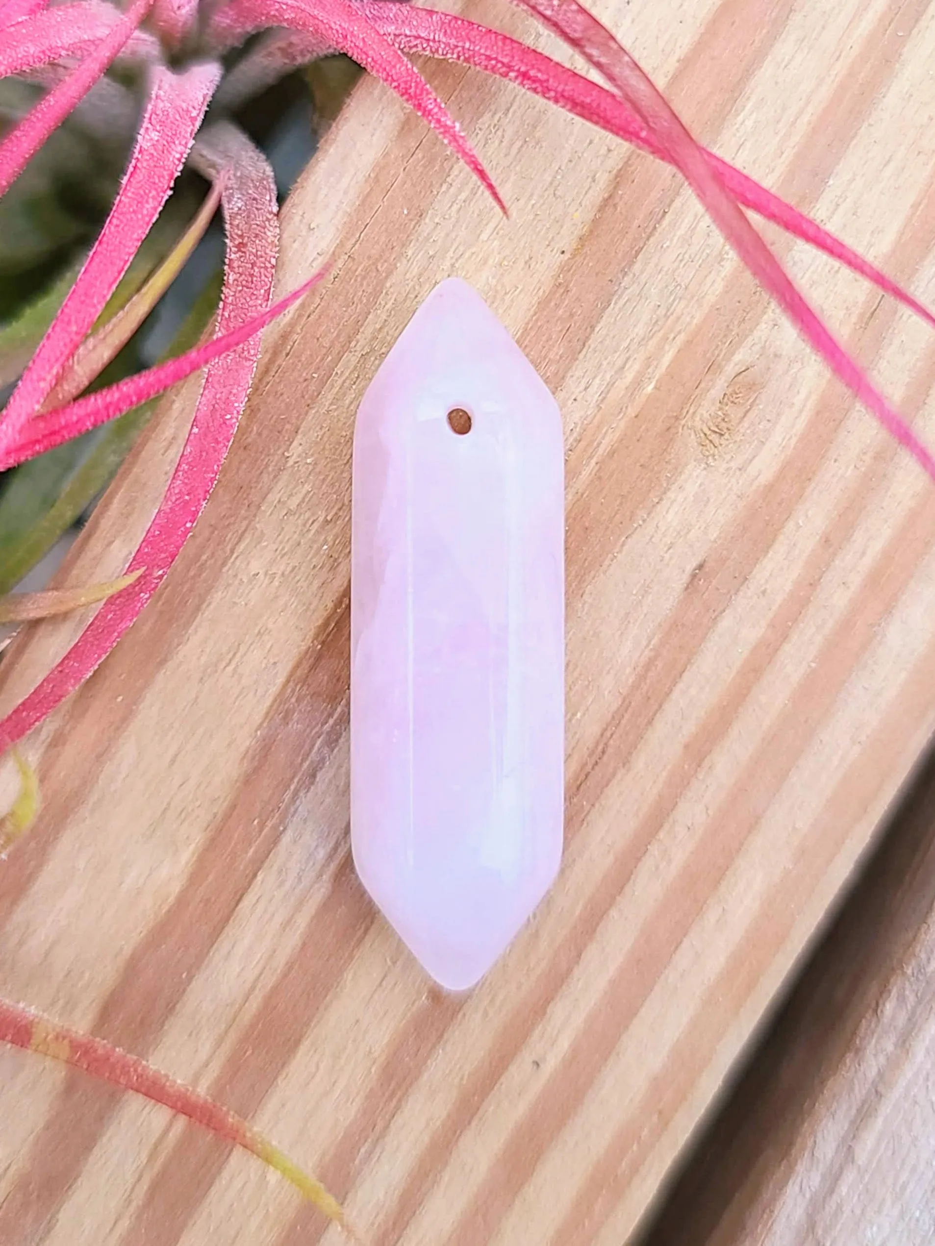 Double Terminated Rose Quartz Crystal Pendant