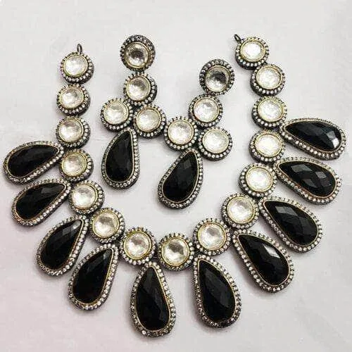 Drop Hanging Polki Kundan Necklace