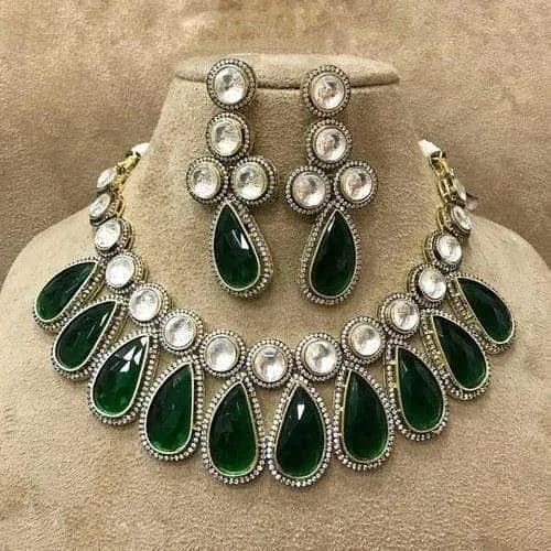 Drop Hanging Polki Kundan Necklace