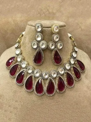 Drop Hanging Polki Kundan Necklace