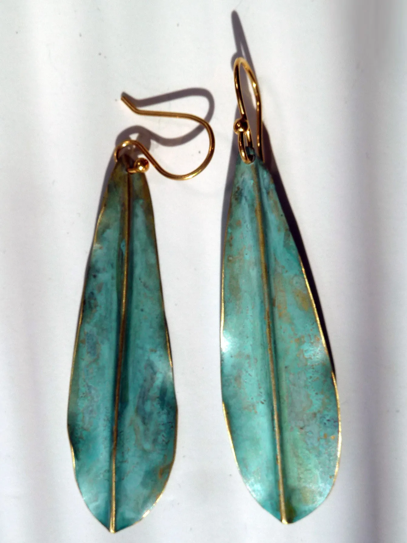 Earrings Patina Long Leaf By Sibilia