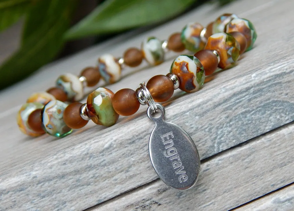 Earthy Jewelry with a Custom Engraved Charm