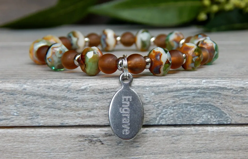 Earthy Jewelry with a Custom Engraved Charm