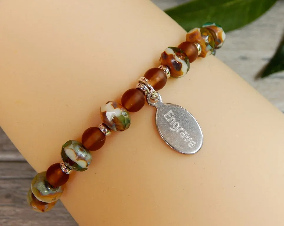 Earthy Jewelry with a Custom Engraved Charm