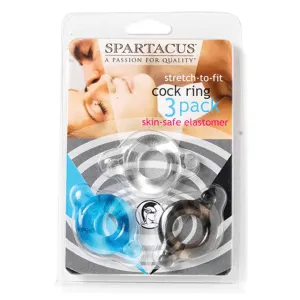 Elastomer Cock Ring (Blk,Blu,Clr/3)