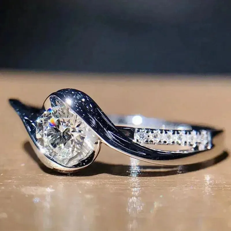 Elegant 925 Silver Plated Zircon Promise Ring for Brides.