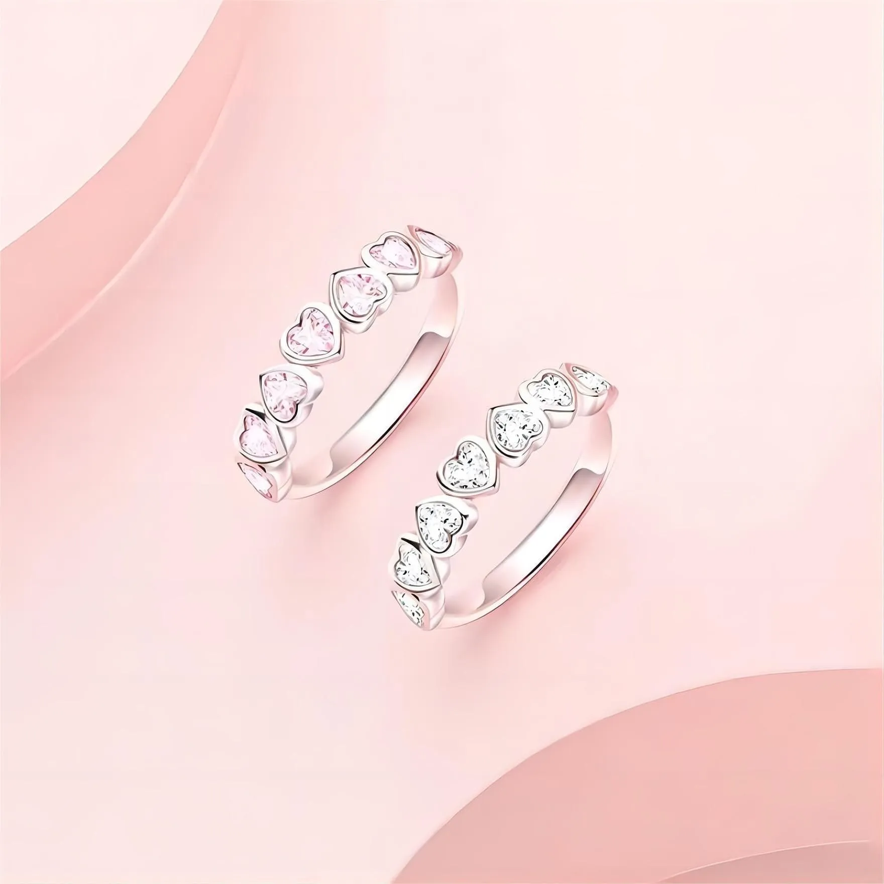 Elegant Adjustable Heart Matching Ring