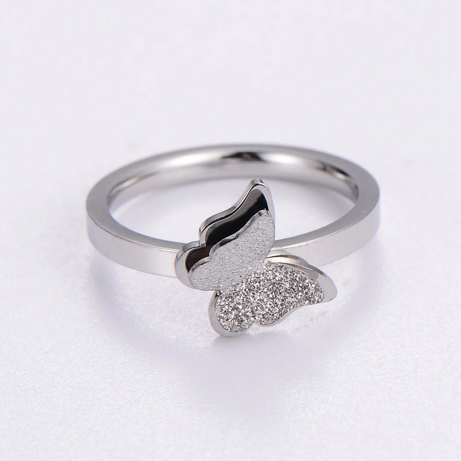 Elegant Butterfly Stainless Steel Electroplating Rings