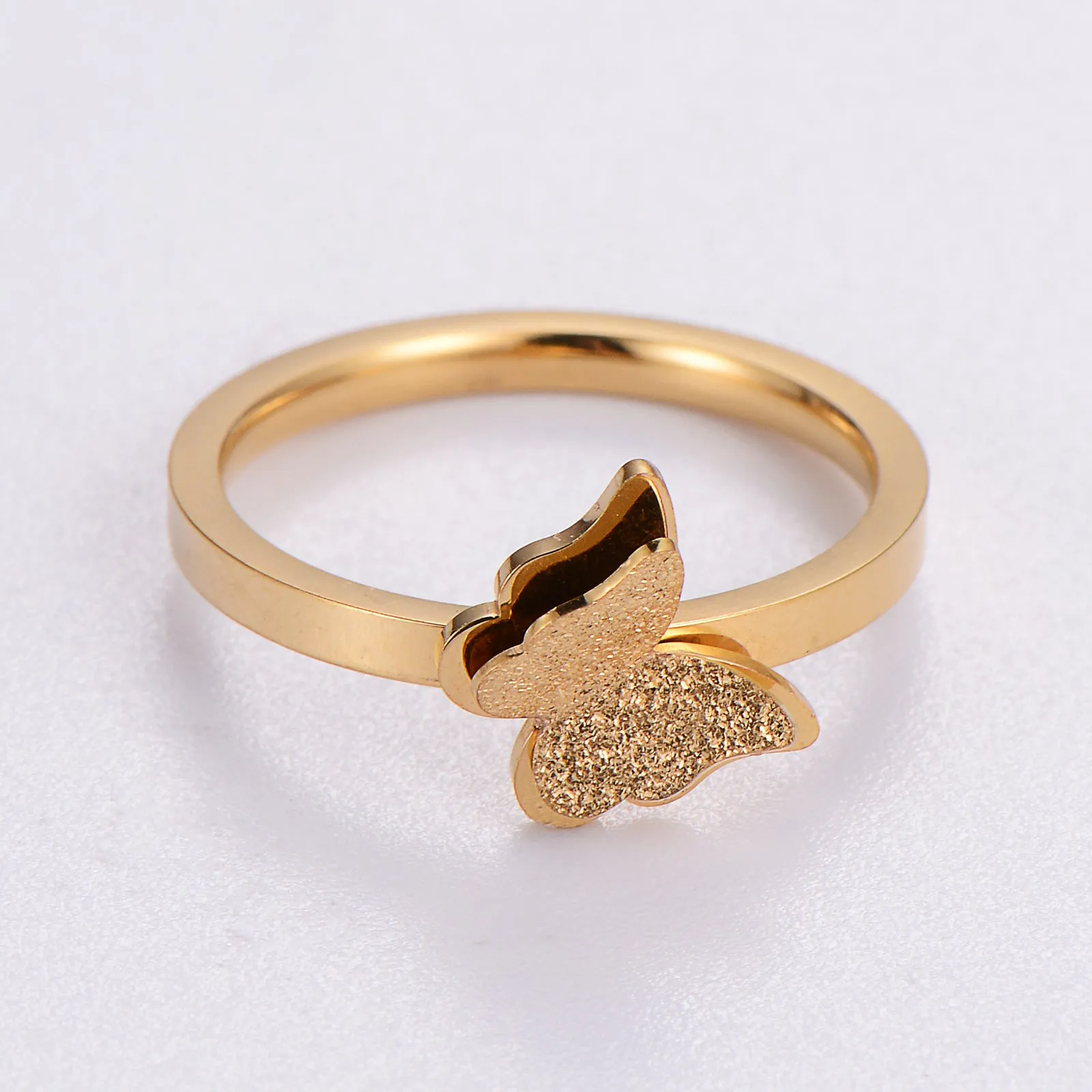 Elegant Butterfly Stainless Steel Electroplating Rings