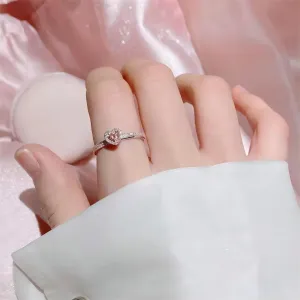 Elegant Pink Crystal Heart Ring